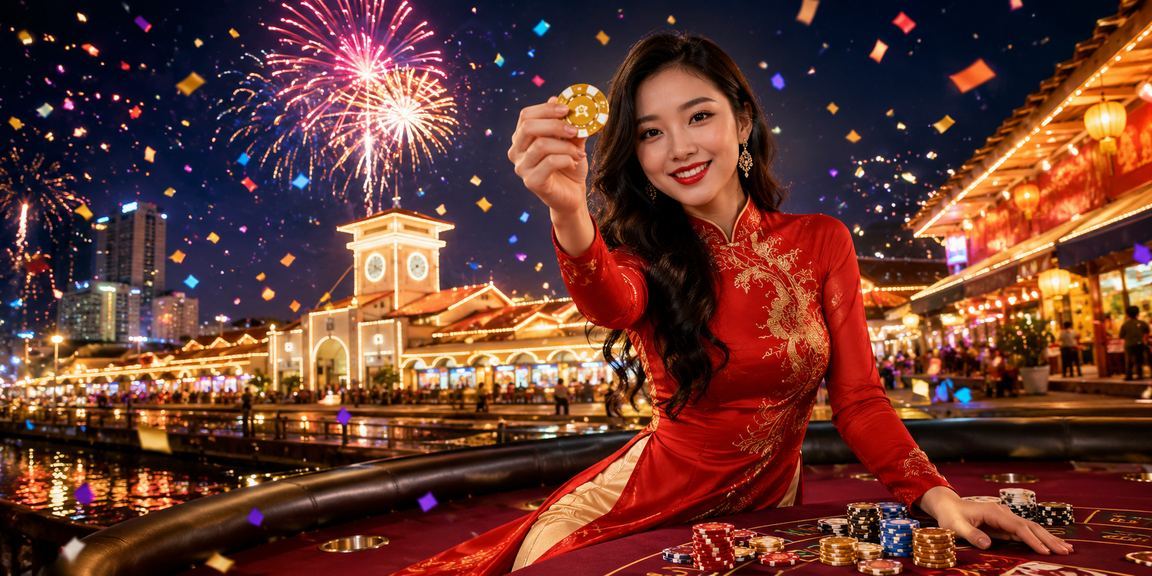 Trò chơi baccarat tại TP Hồ Chí Minh với hình ảnh người chơi mặc áo dài